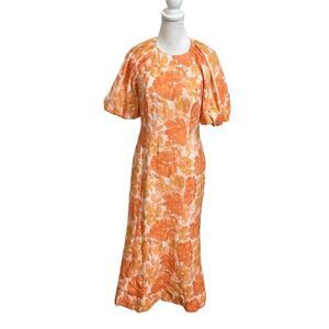 Significant Other Elena Midi Dress Scarlet Poppy Women’s Size 8 Back Cutout Puff